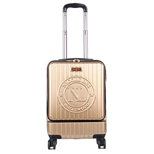 Nicole Lee Women'S Carry Hard Shell Travel Luggage, Laptop Compartment Rolling Wheels, Gold