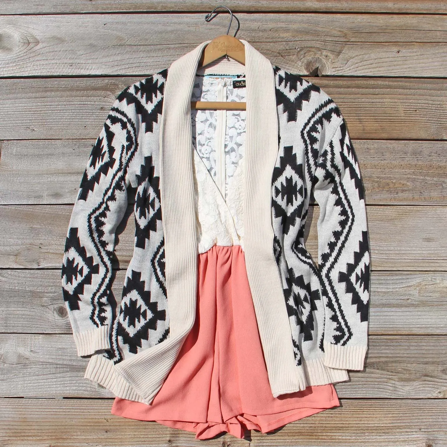Night Tide Lace Romper in Peach
