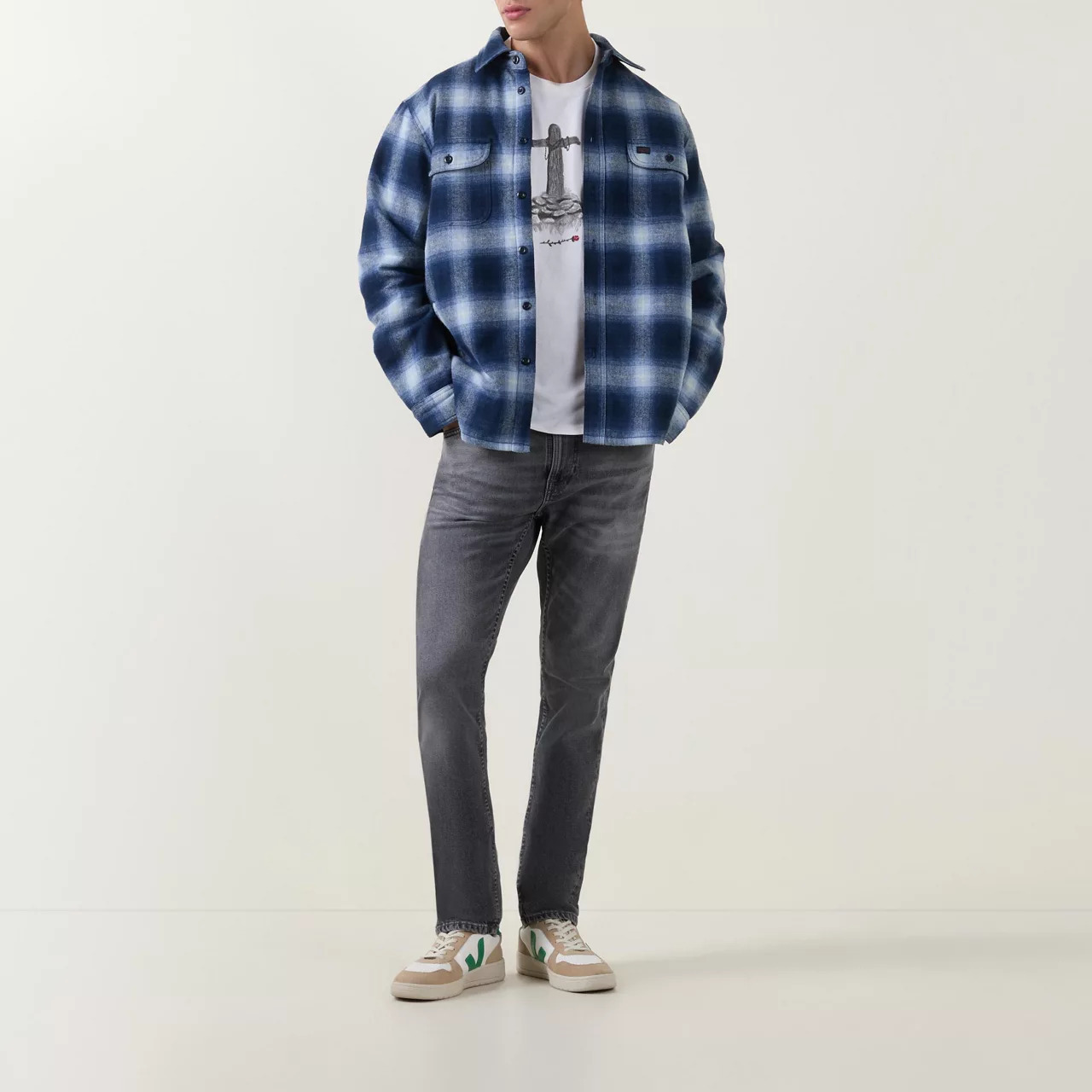 NUDIE JEANS The Sustainable Edit Roy Grave Cross T-Shirt - Cream