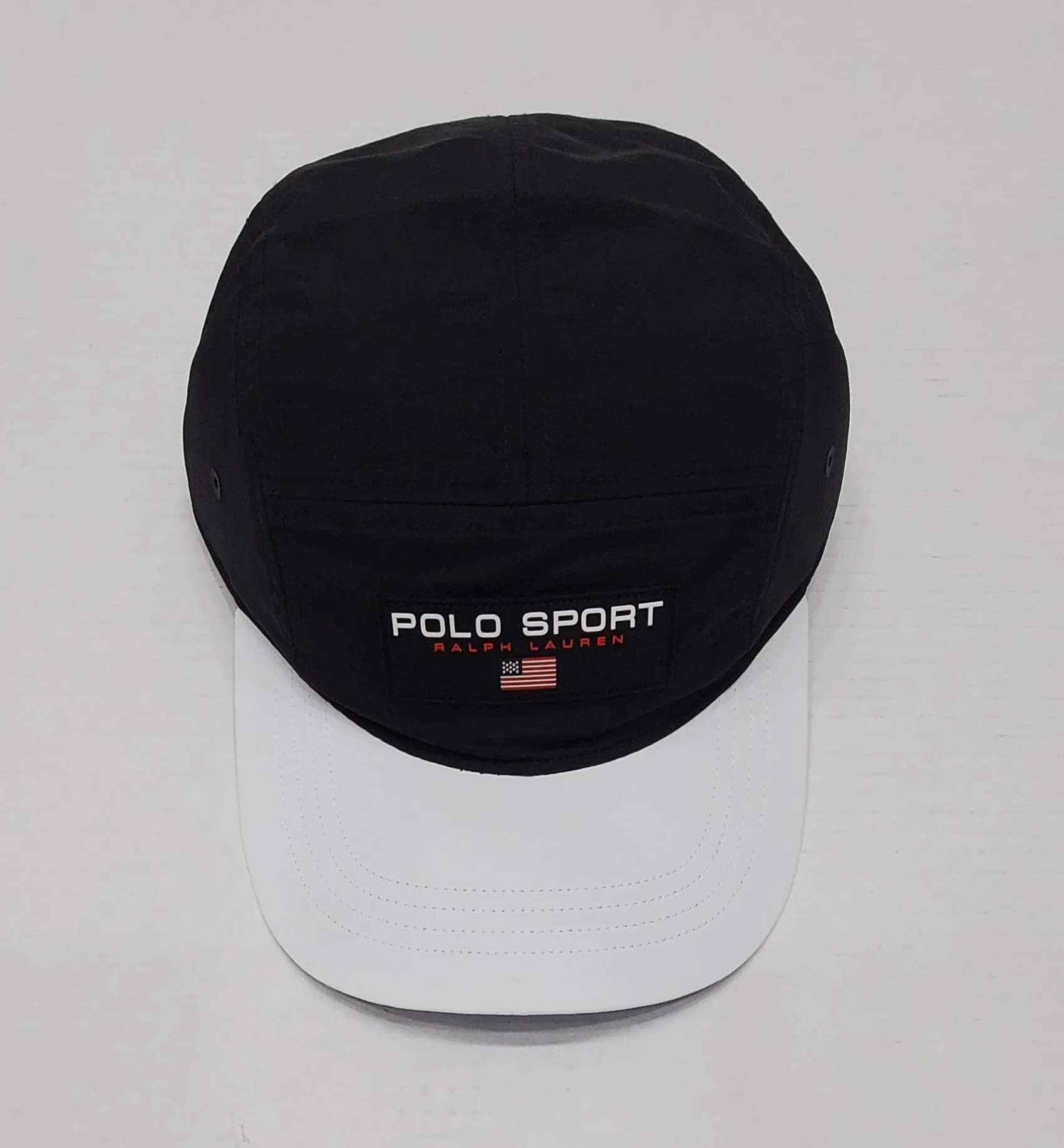 Nwt Polo Ralph Lauren Black/White Polo Sport 5 Panel Nylon Hat