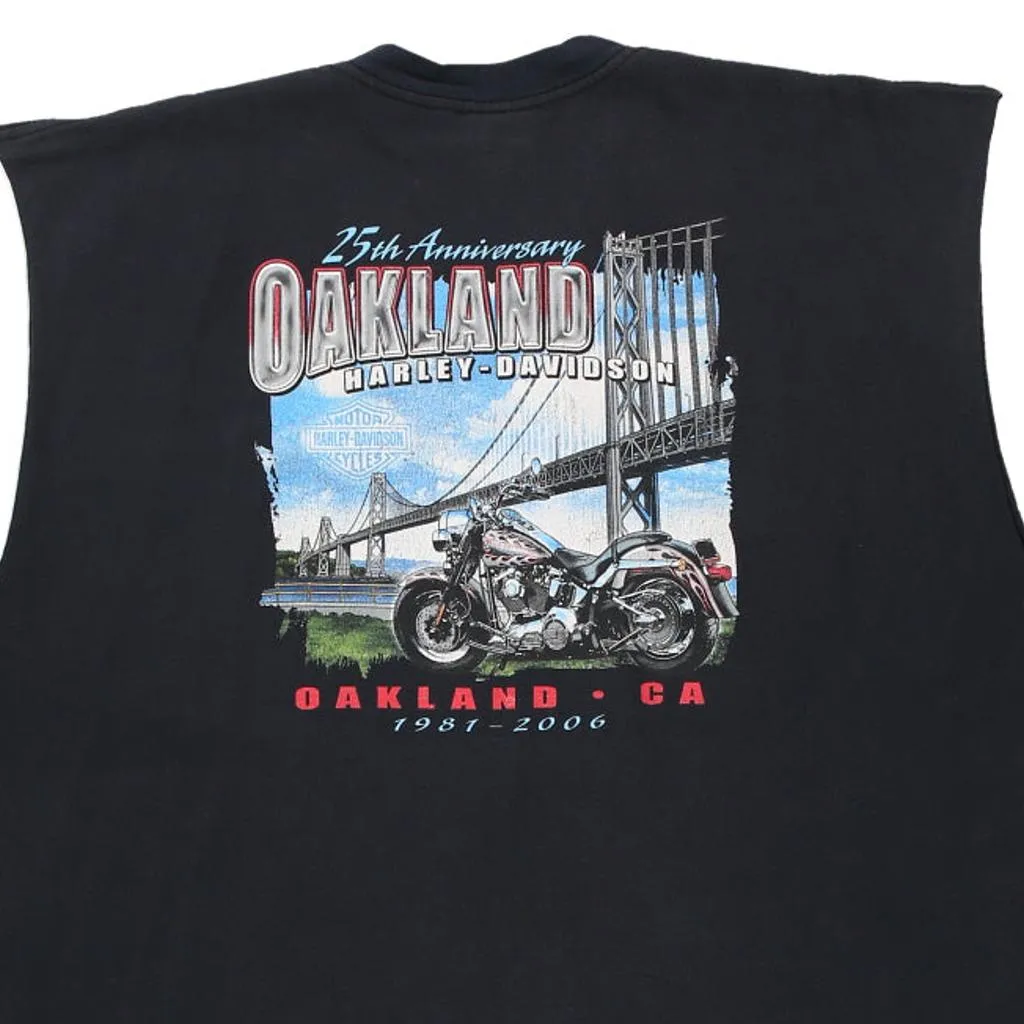Oakland, CA Harley Davidson Graphic Vest - 3XL Black Cotton