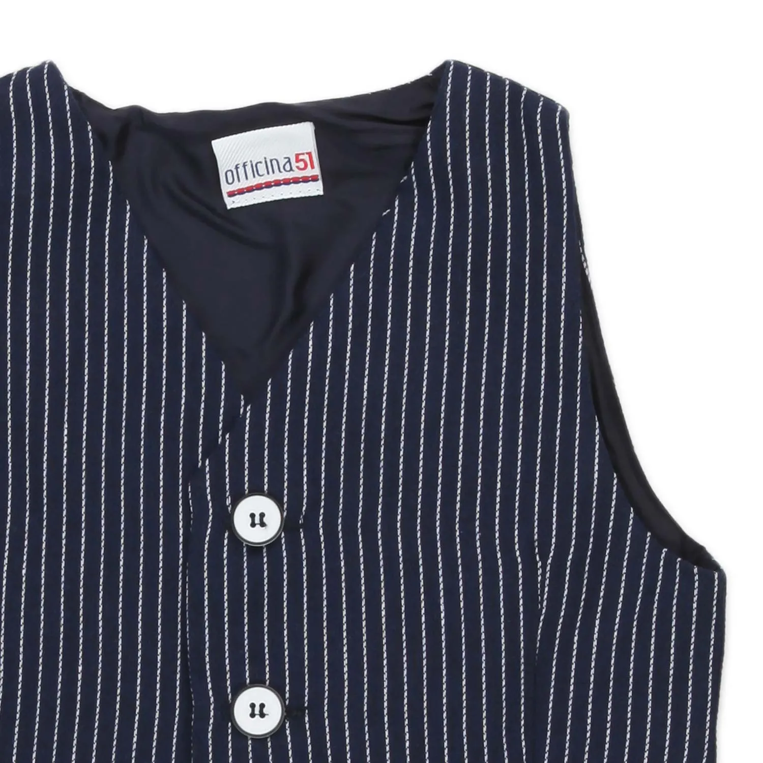 Officina51 Navy Blue Pinstripe Vest For Child And Baby