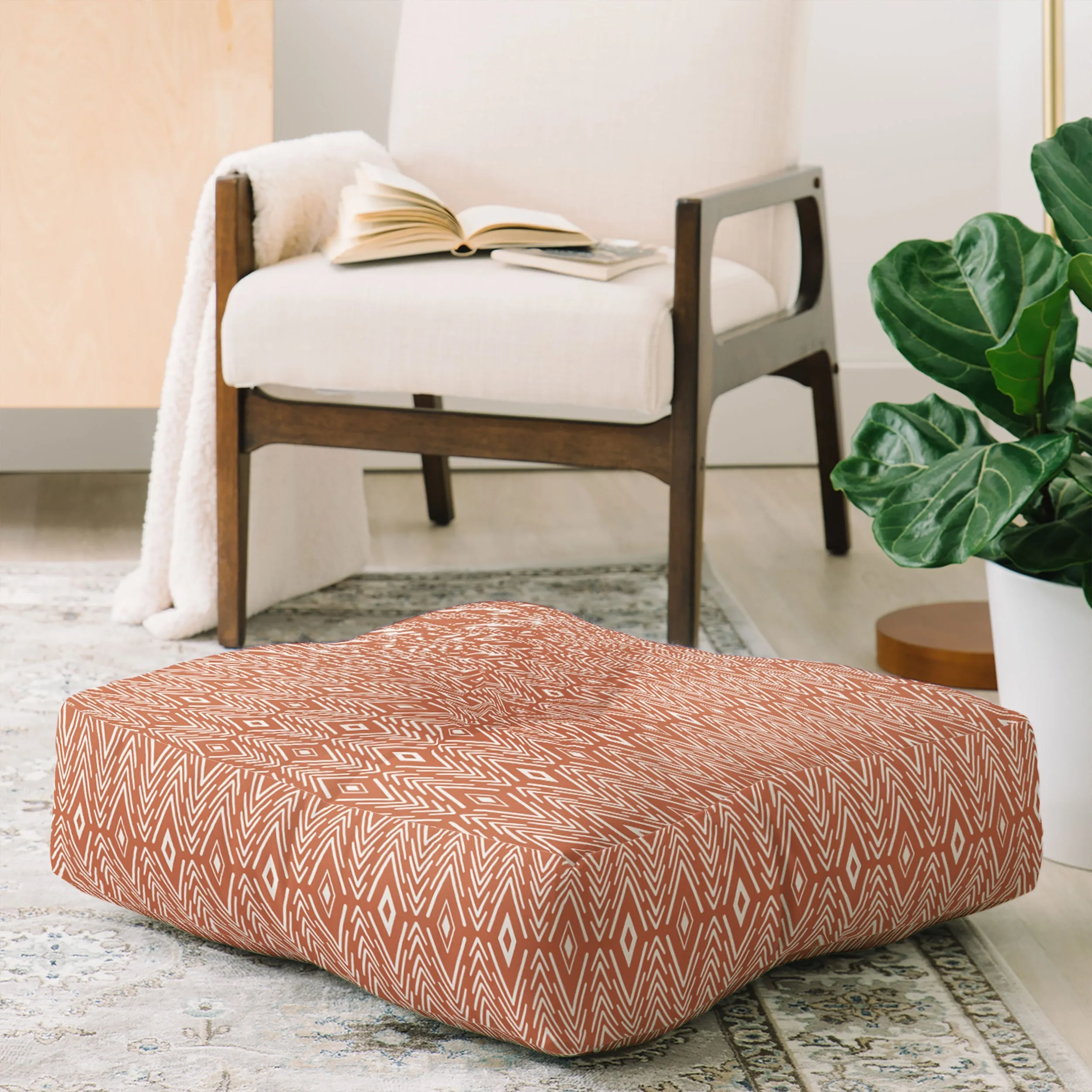 Ole Boho Diamonds Clay Floor Pouf Pillow Square (DS)