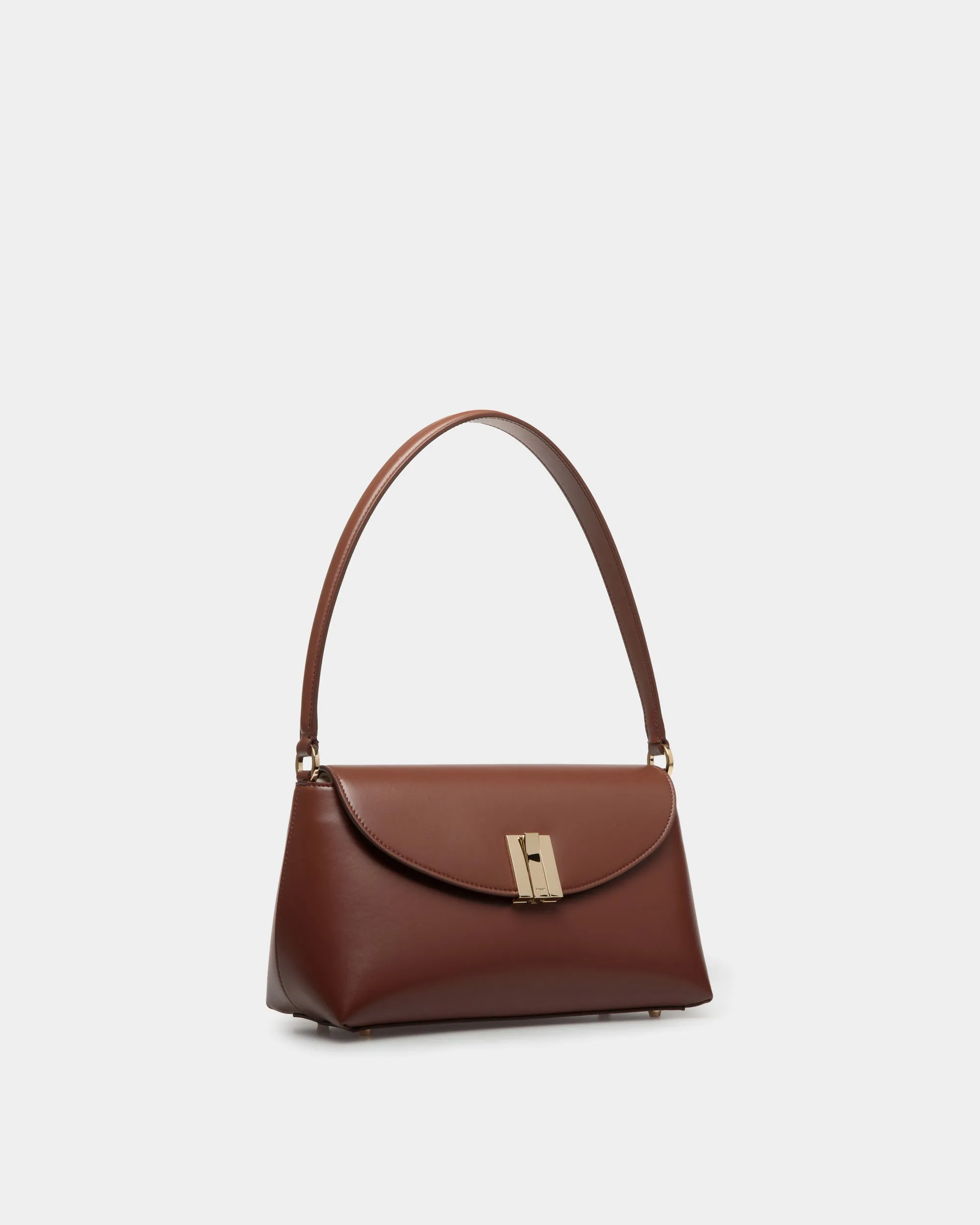 Ollam Small Top Handle Bag In Brown Leather