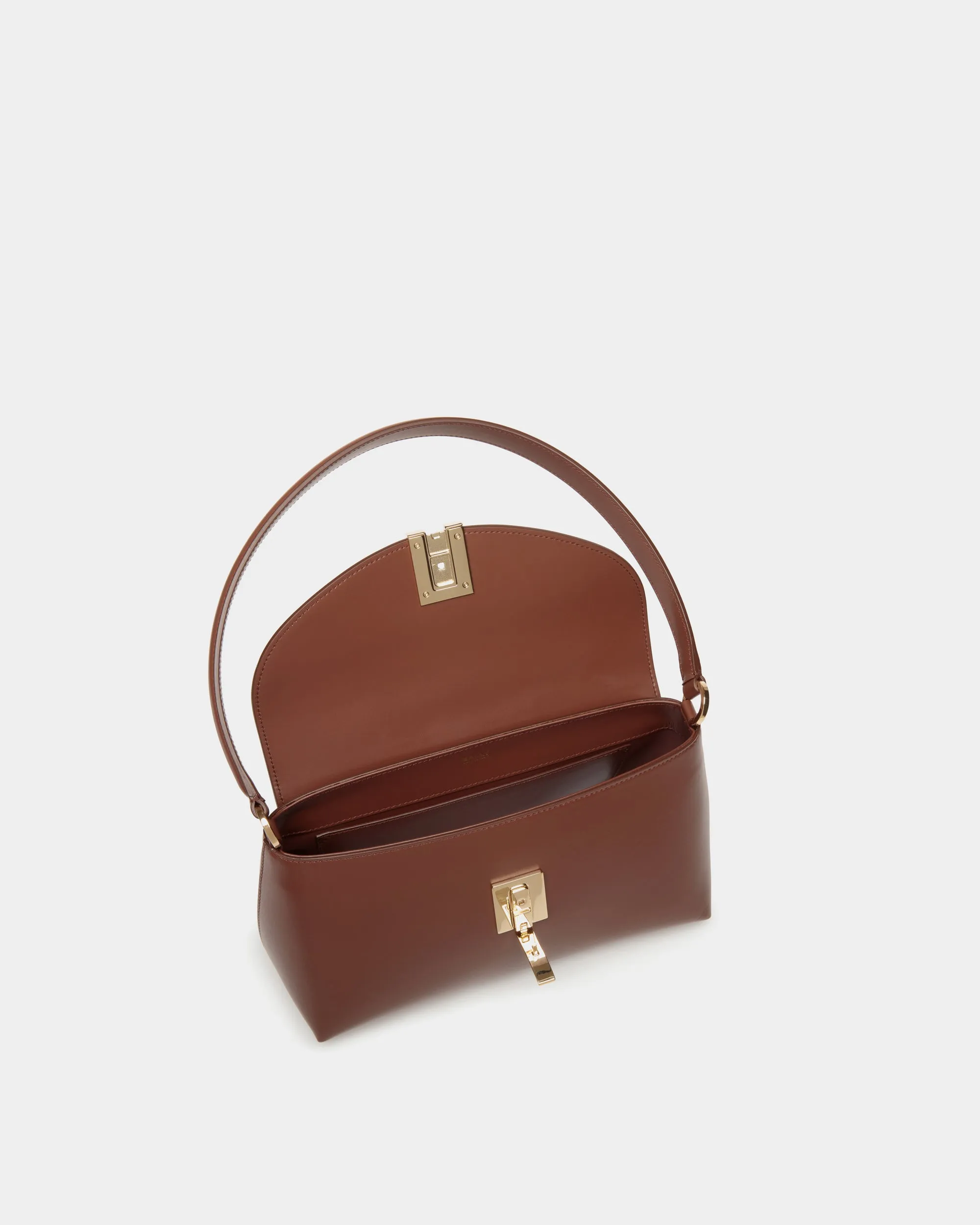 Ollam Small Top Handle Bag In Brown Leather