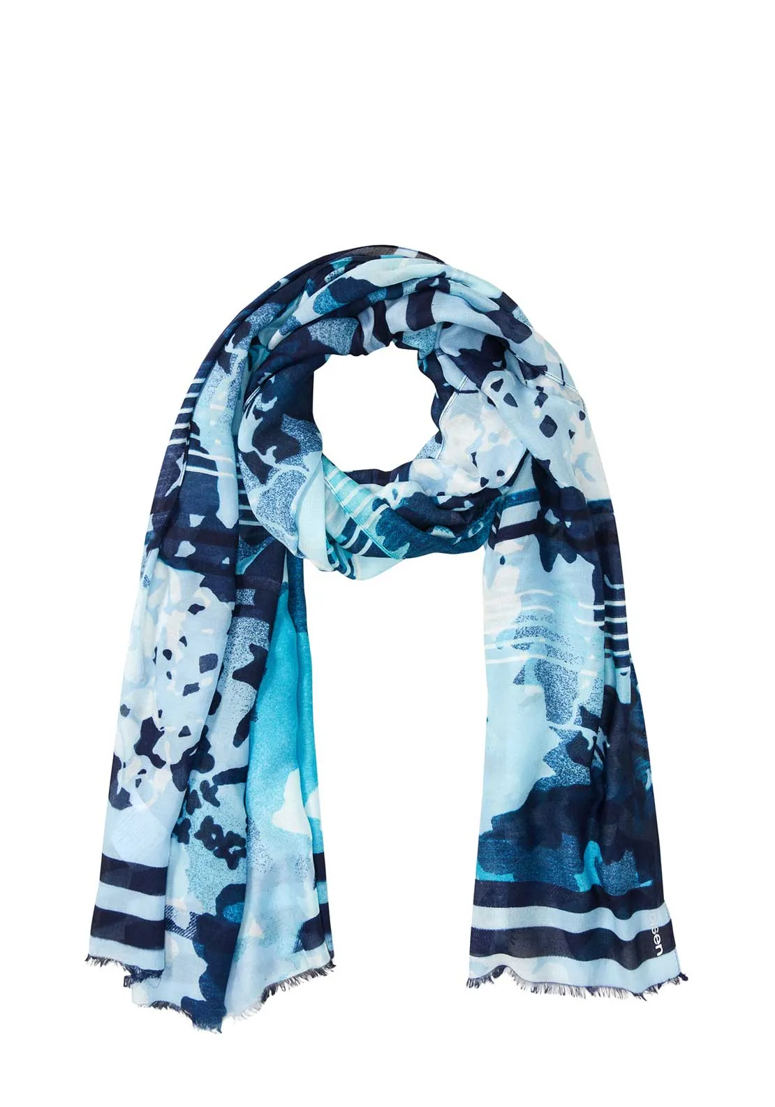 Olsen Lightweight Abstract Patterned Scarf, Blue