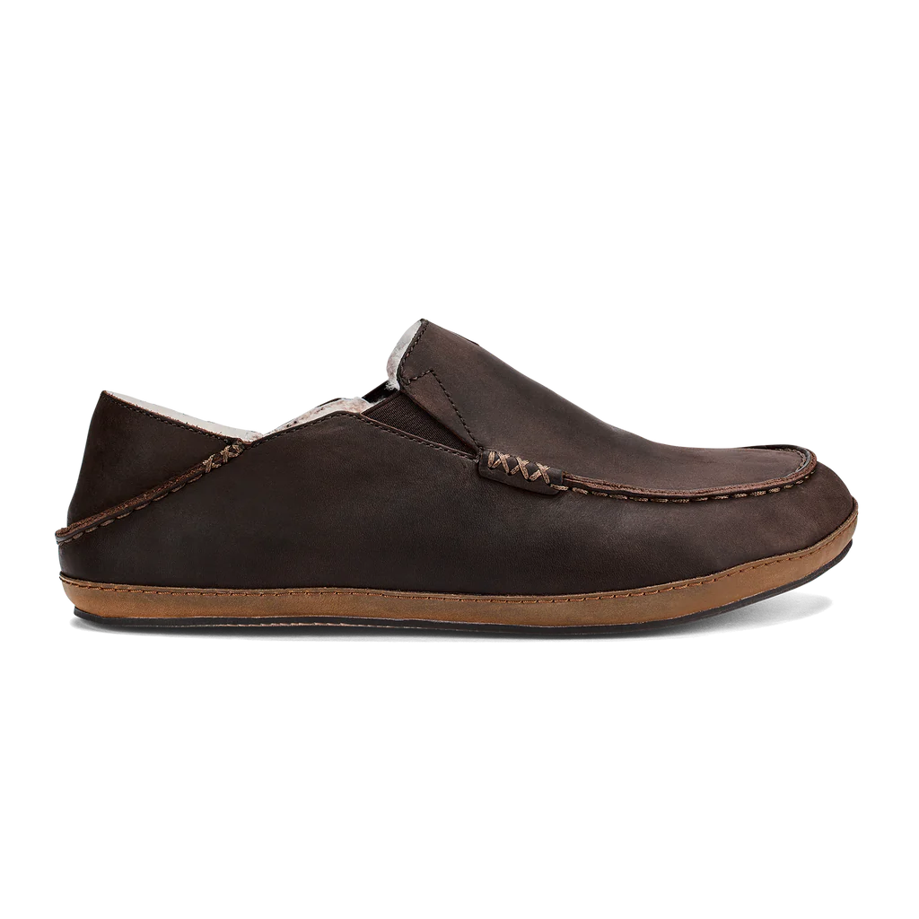 Olukai Men’s Moloā Slipper Dark Wood Leather