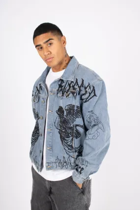 Only the Blessed Printed Denim Jacket