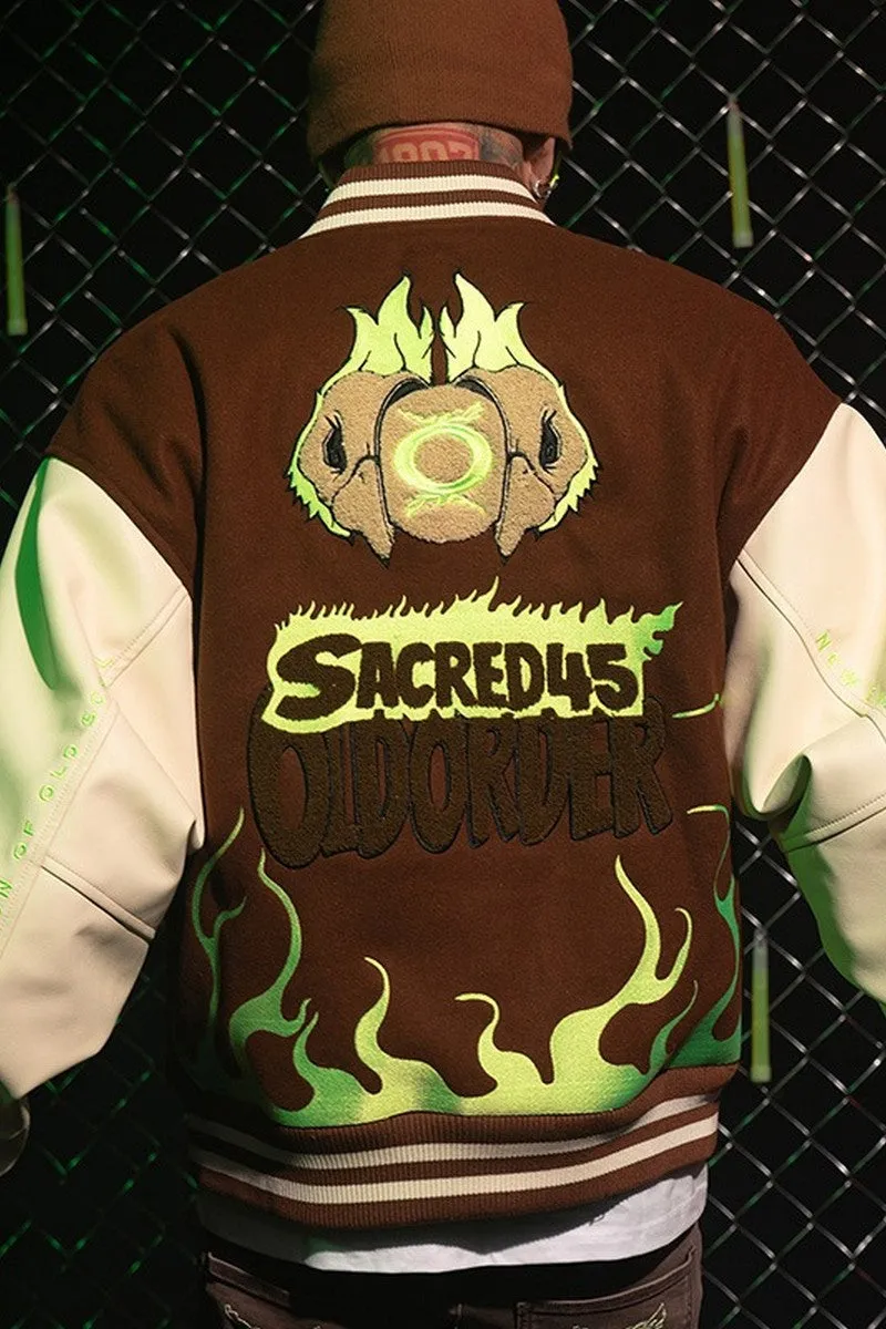 OO Flame Embroidered Varsity Jacket