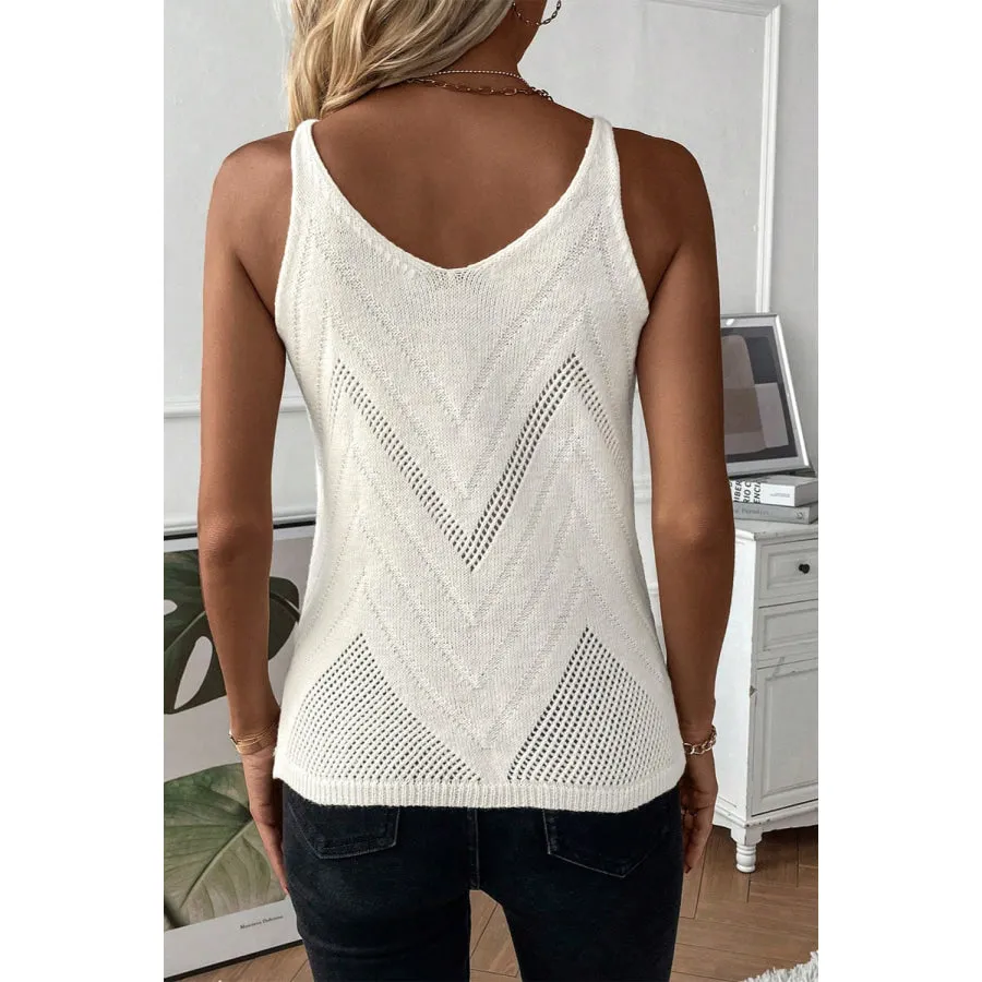 Openwork Spaghetti Strap Knit Vest