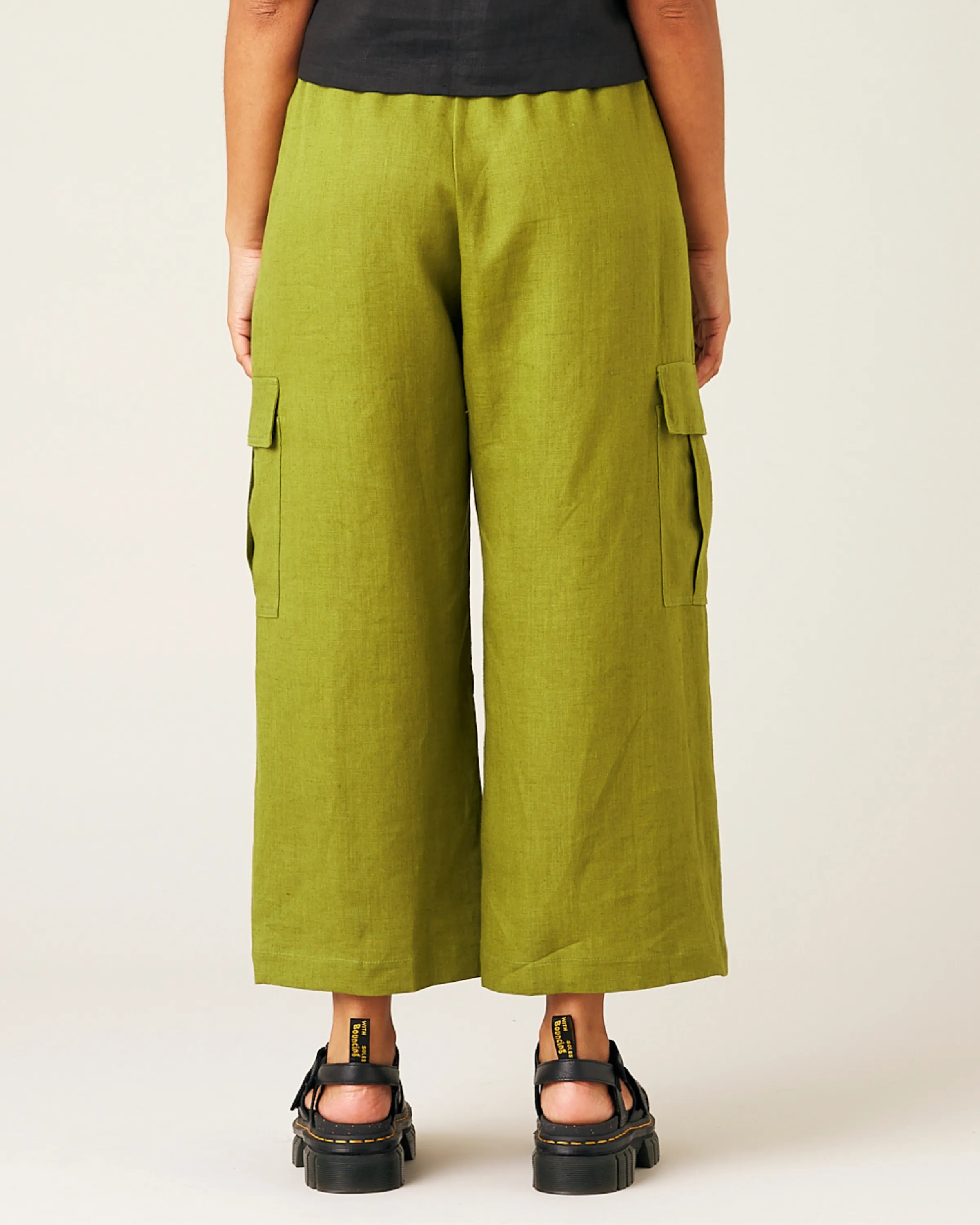 Orla Wide Leg Linen Trousers - Pea Pod