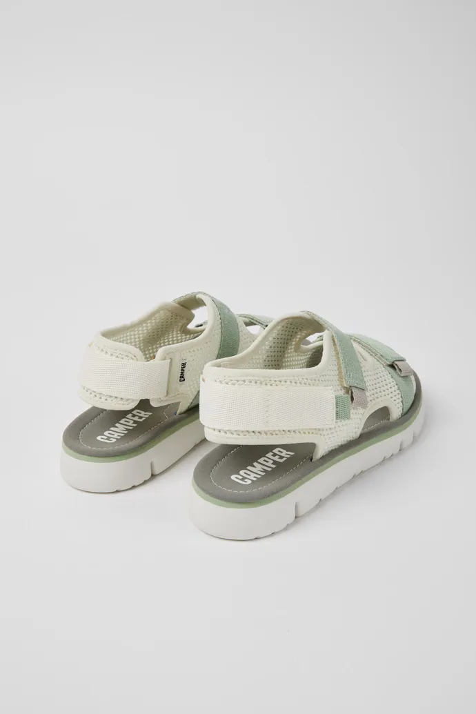 Oruga White, green, and grey sandals for women