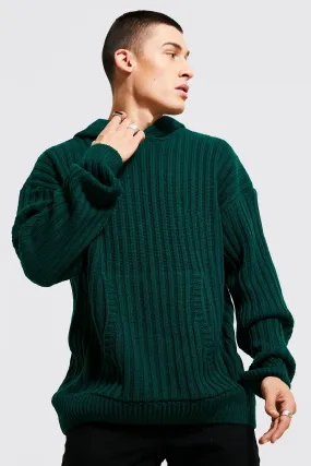 Oversized Chunky Ribbed Knitted Hoodie
