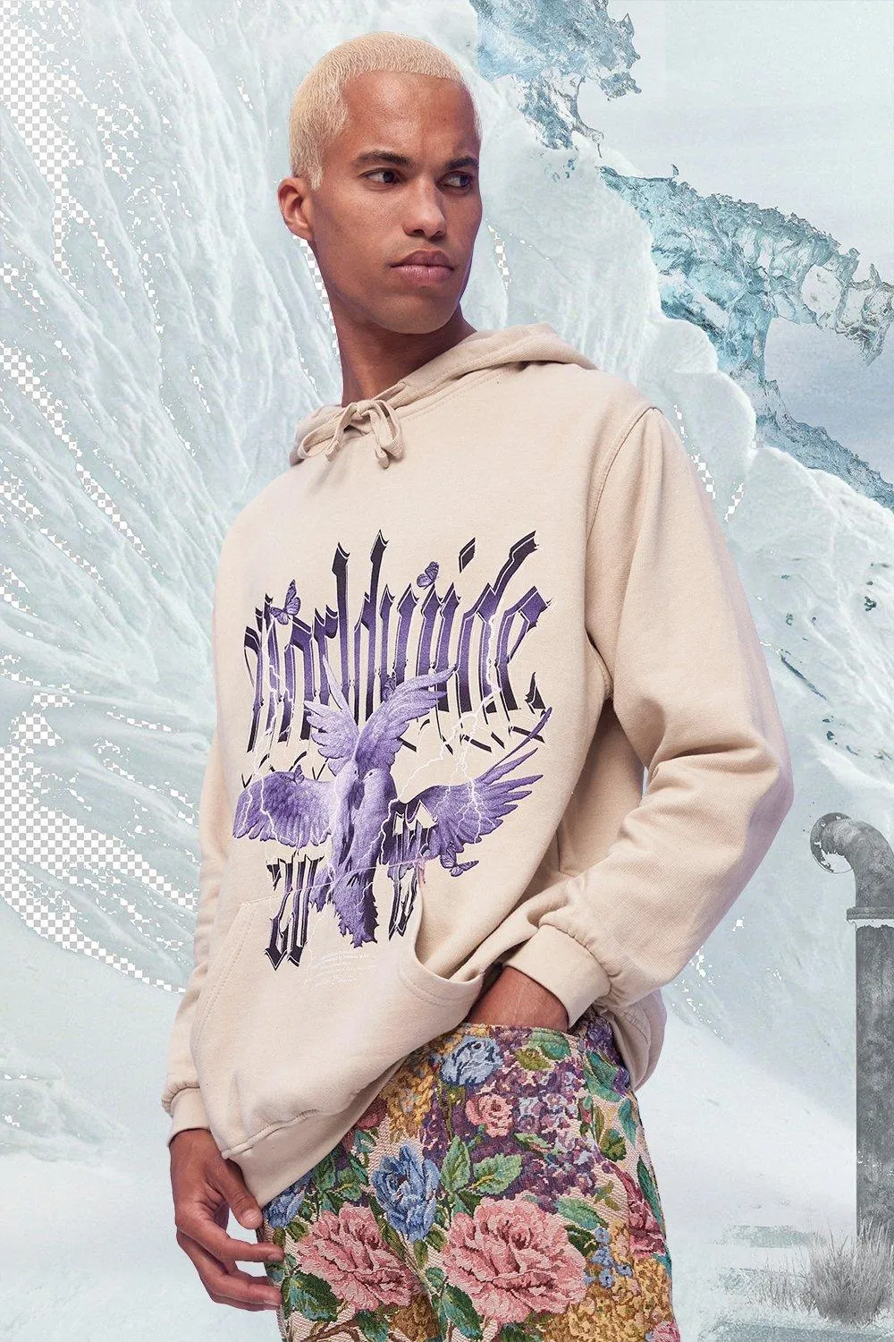 Oversized Dove Graphic Hoodie