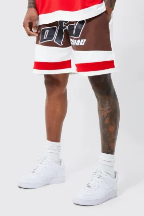Oversized Fit Basketball Color Block Moto Short