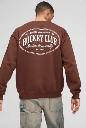 Oversized Hockey Club Graphic Sweatshirt