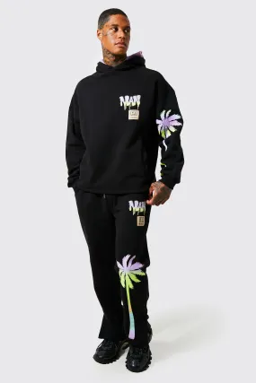 Oversized Man Palm Print Split Hem Tracksuit