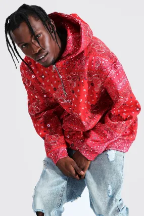 Oversized Original Man Bandana 1/4 Zip Hoodie