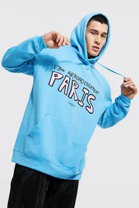 Oversized Paris Print Hoodie