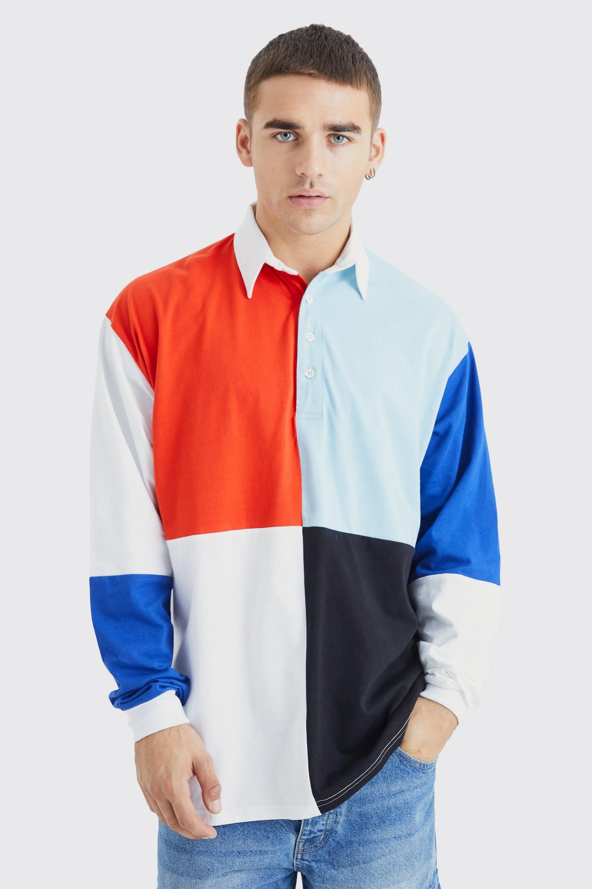 Oversized Rugby Color Block Polo