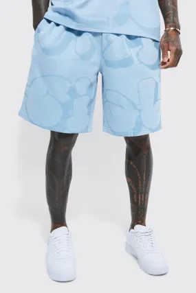 Oversized Short Length Official Print Short | boohooMAN UK