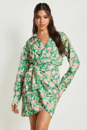 Paisley Print Wrap Shirt Dress