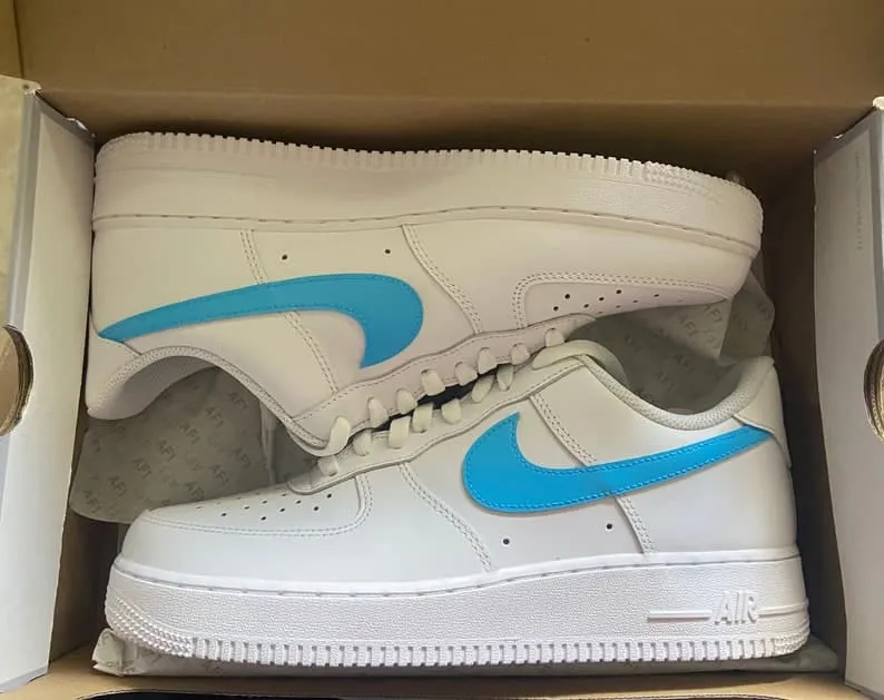 Pale Blue Swoosh Custom Nike Air Force 1_s