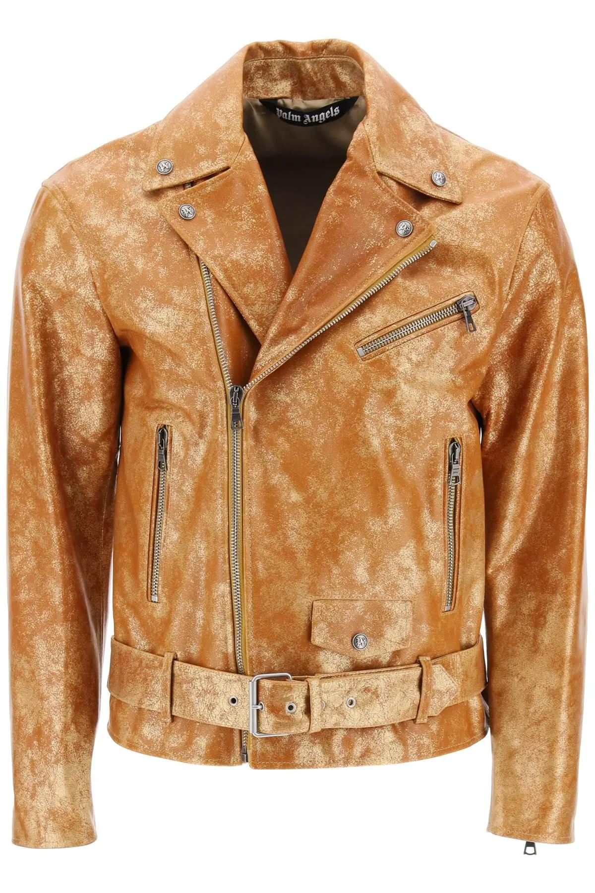Palm Angels    Palm Angels Pa City Biker Jacket In Laminated Leather