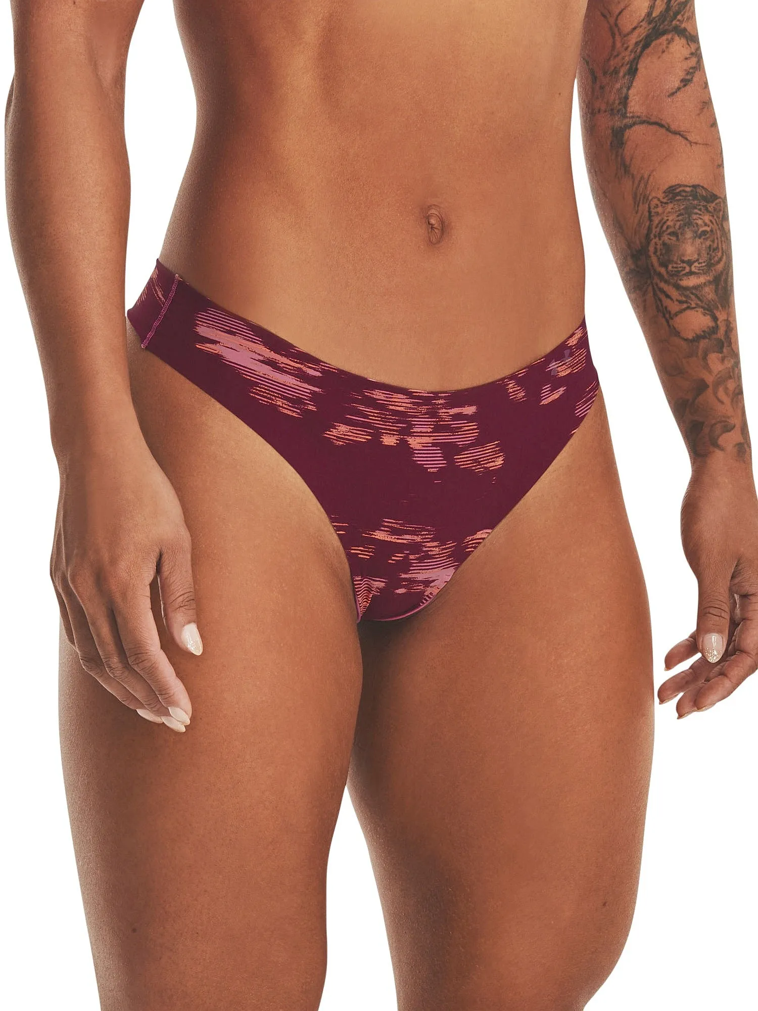 panties Under Armour Pure Stretch Thong 3 Pack Print - 669/Pace Pink/Dark Cherry - women´s