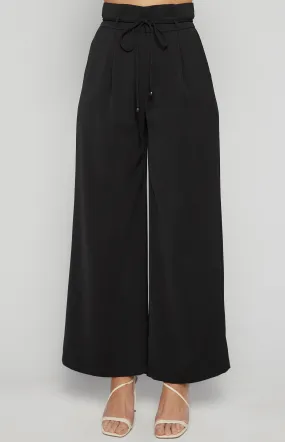 Paper Bag High Waisted Pants with Thin Tie Belt (SPA476B)