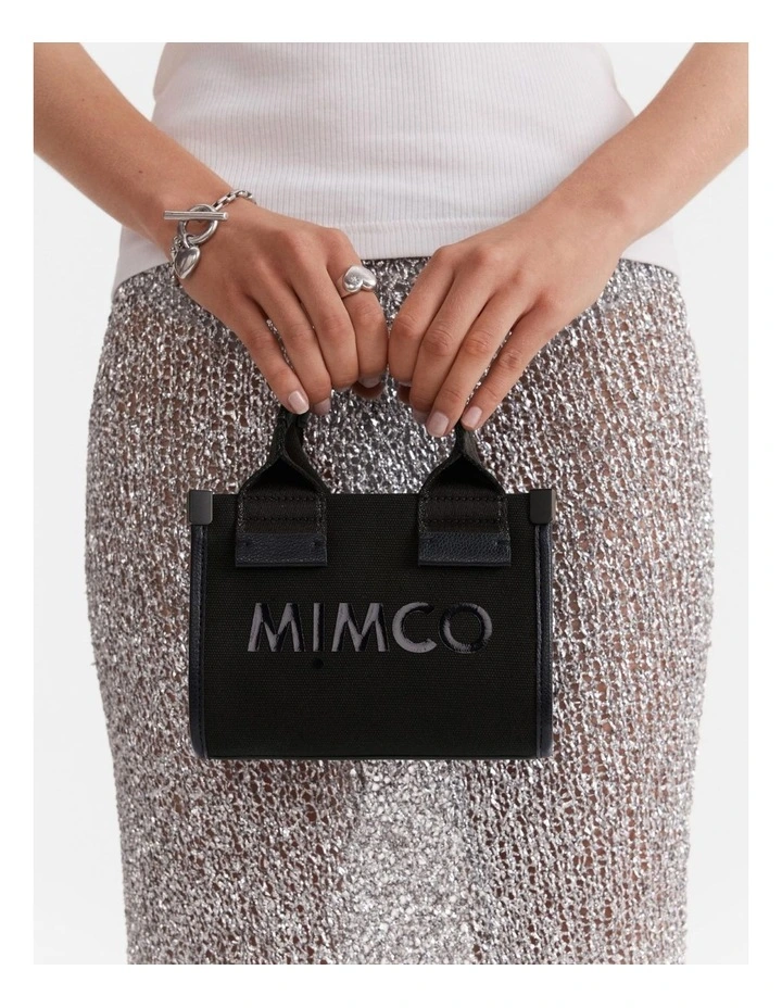 Patch Micro Tote Bag in Black Gunmetal