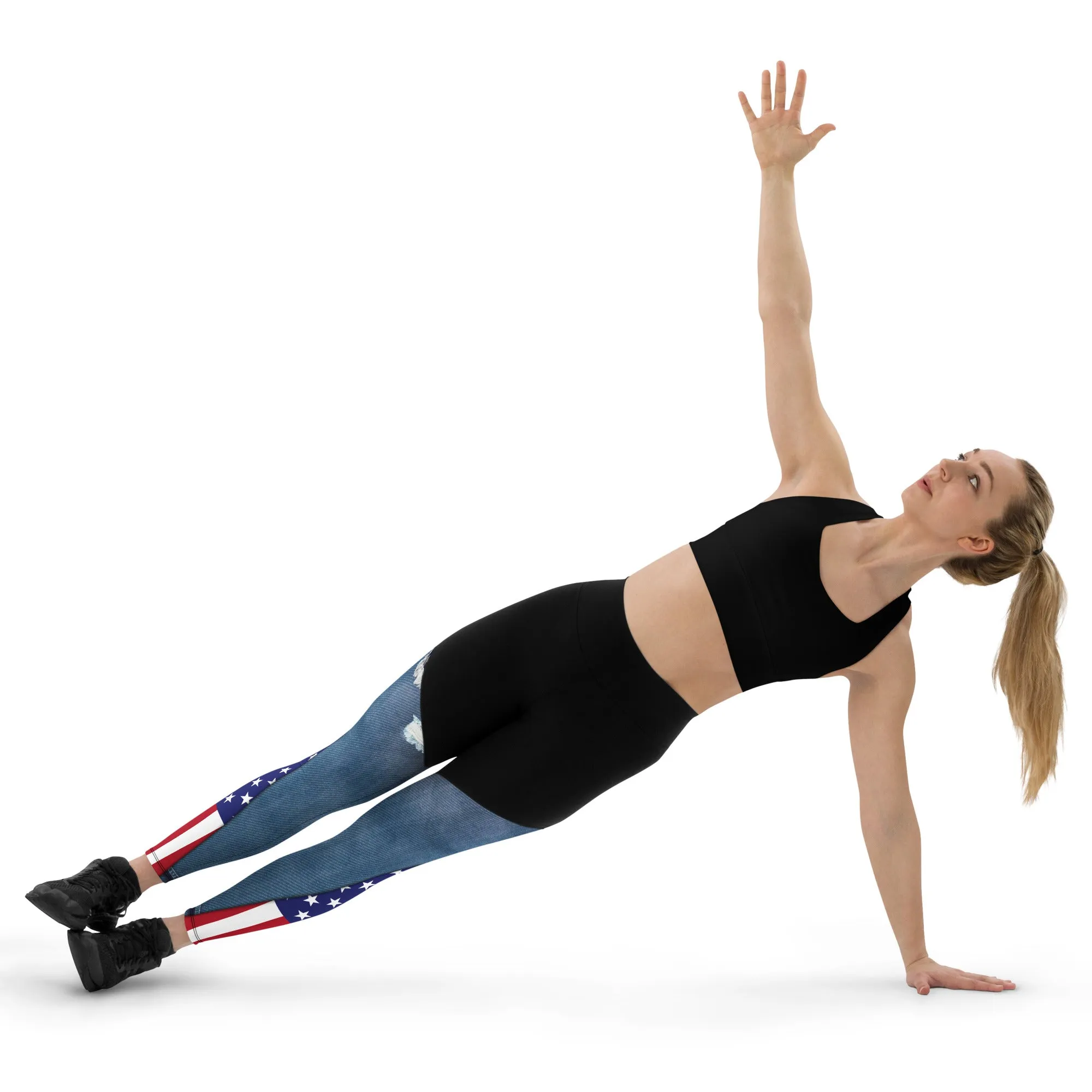 Patriotic Denim Print Compression Leggings