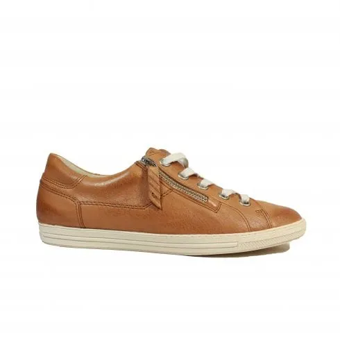 Paul Green 4940-05 | Tan Leather | Women's Zip/Lace Up Trainers