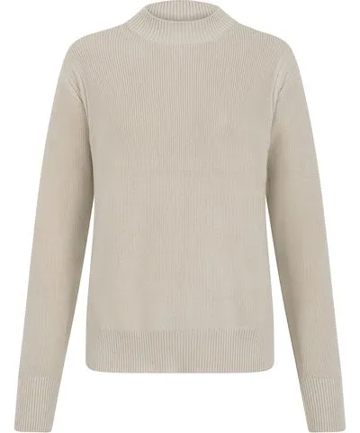 Paul James Knitwear Neutrals Womens Lightweight Cotton Camilla Fisherman Rib Jumper