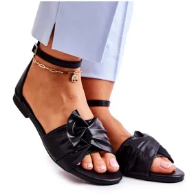 PE1 Fashionable Women's Black Leather Astana Sandals