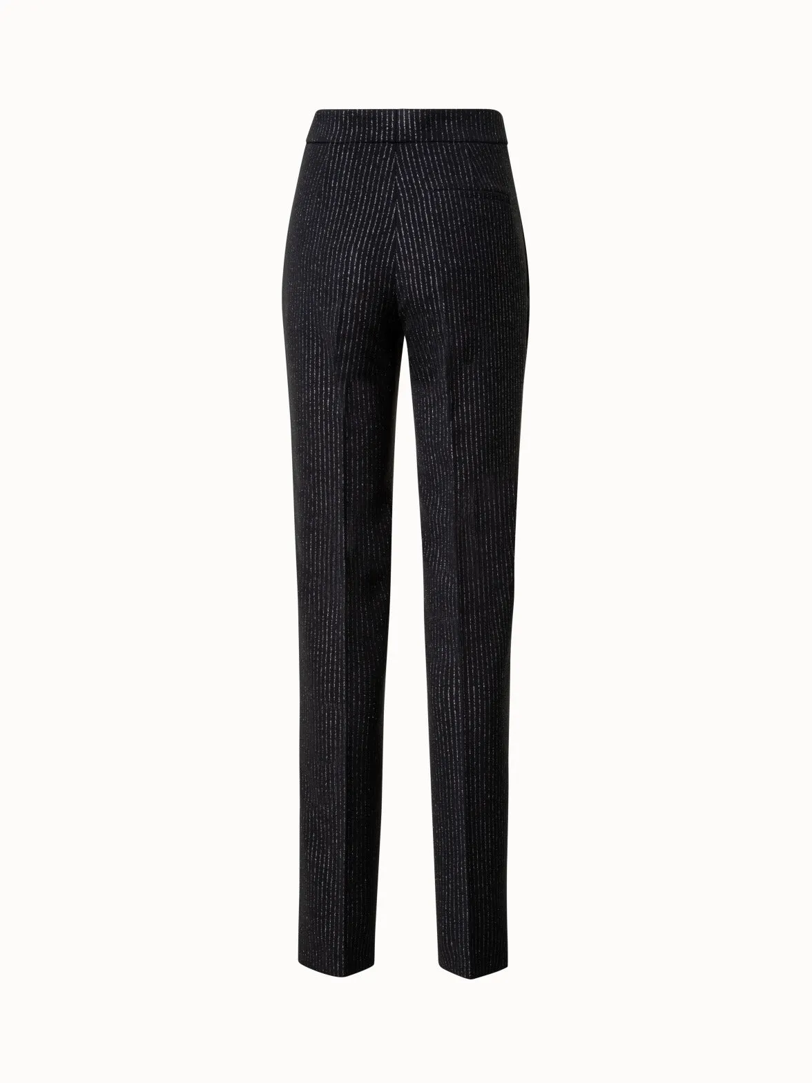 Pebble Crêpe Straigth Leg Pants with Metallic Pin Stripes