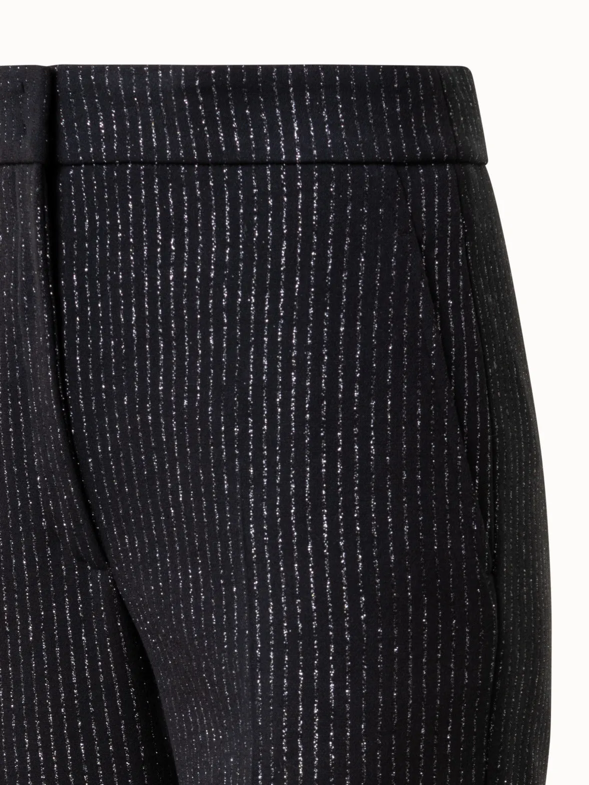 Pebble Crêpe Straigth Leg Pants with Metallic Pin Stripes