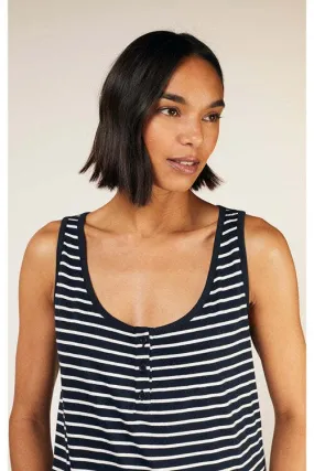 People Tree Women's Stripe Pyjama Vest, Navy / 8