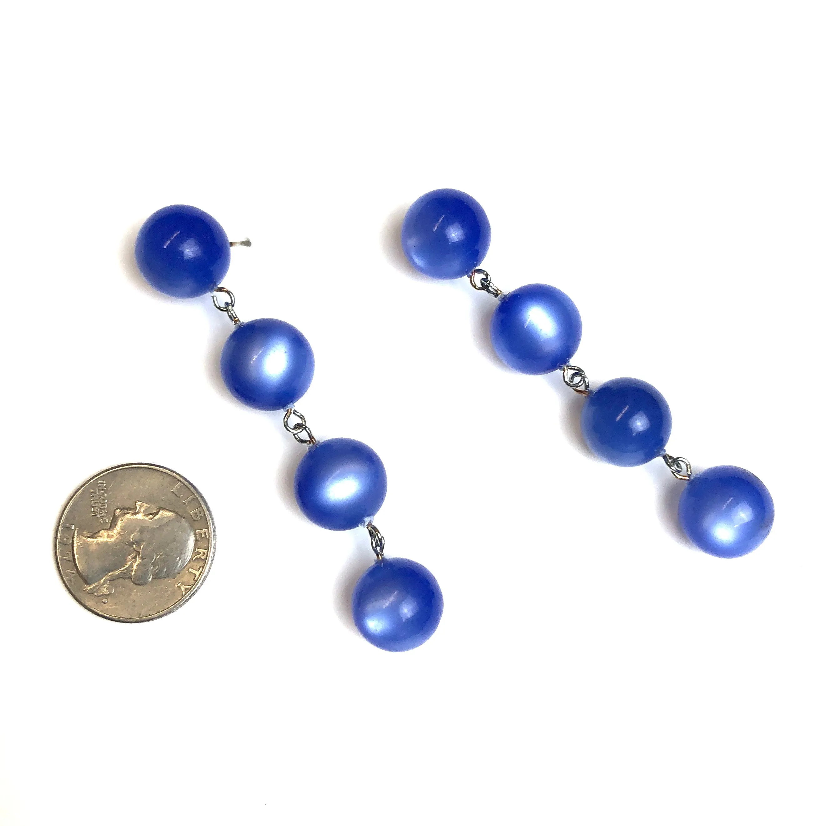 Periwinkle Moonglow Four-Bead Statement Earrings