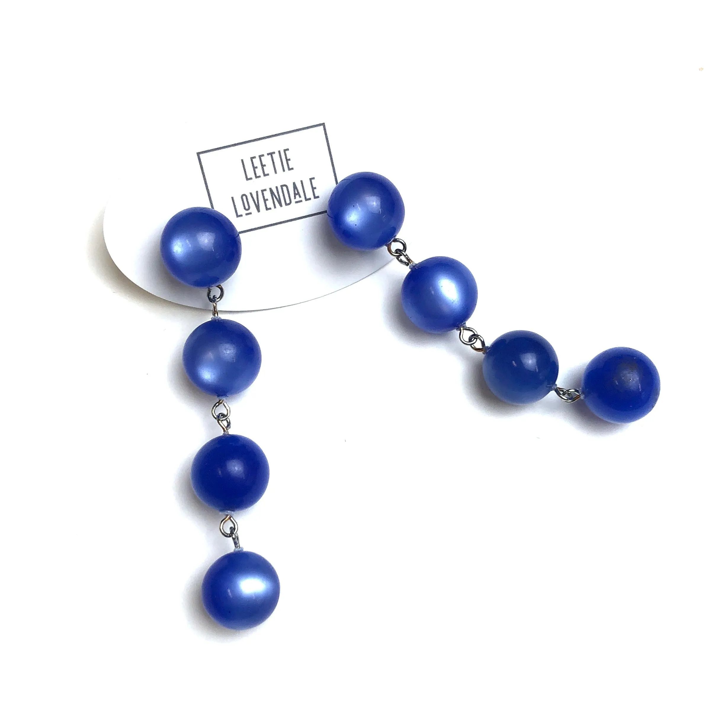 Periwinkle Moonglow Four-Bead Statement Earrings