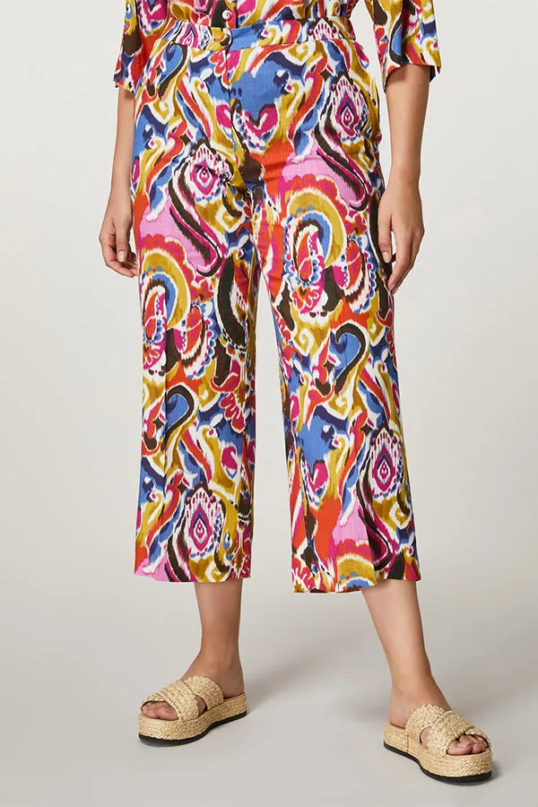 Persona (by Marina Rinaldi) CONDOR IKAT VISCOSE LINEN TROUSERS