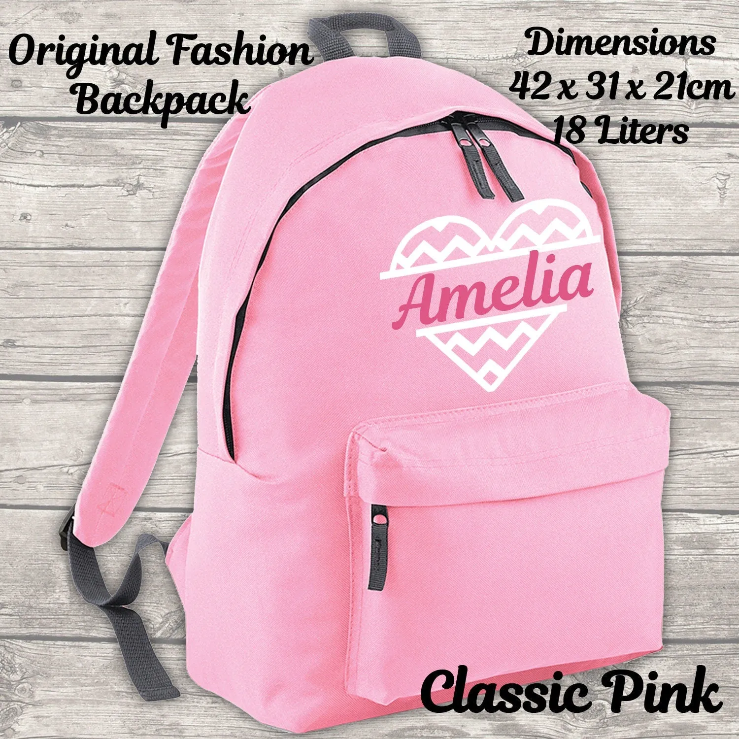 Personalised Heart Backpack Kids 18 12 or 9 Litre Boys Girls Name Lunch Bag Water Bottle Pencil Case School PE Bag Back To Schoo