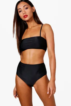 Petite Bandeau Strappy High Waisted Bikini