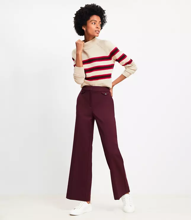 Petite Coin Pocket Clean Wide Leg Pants Twill