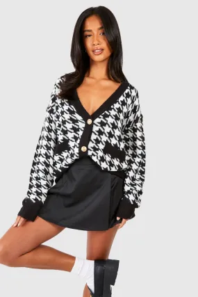 Petite Cropped Dogtooth Cardigan