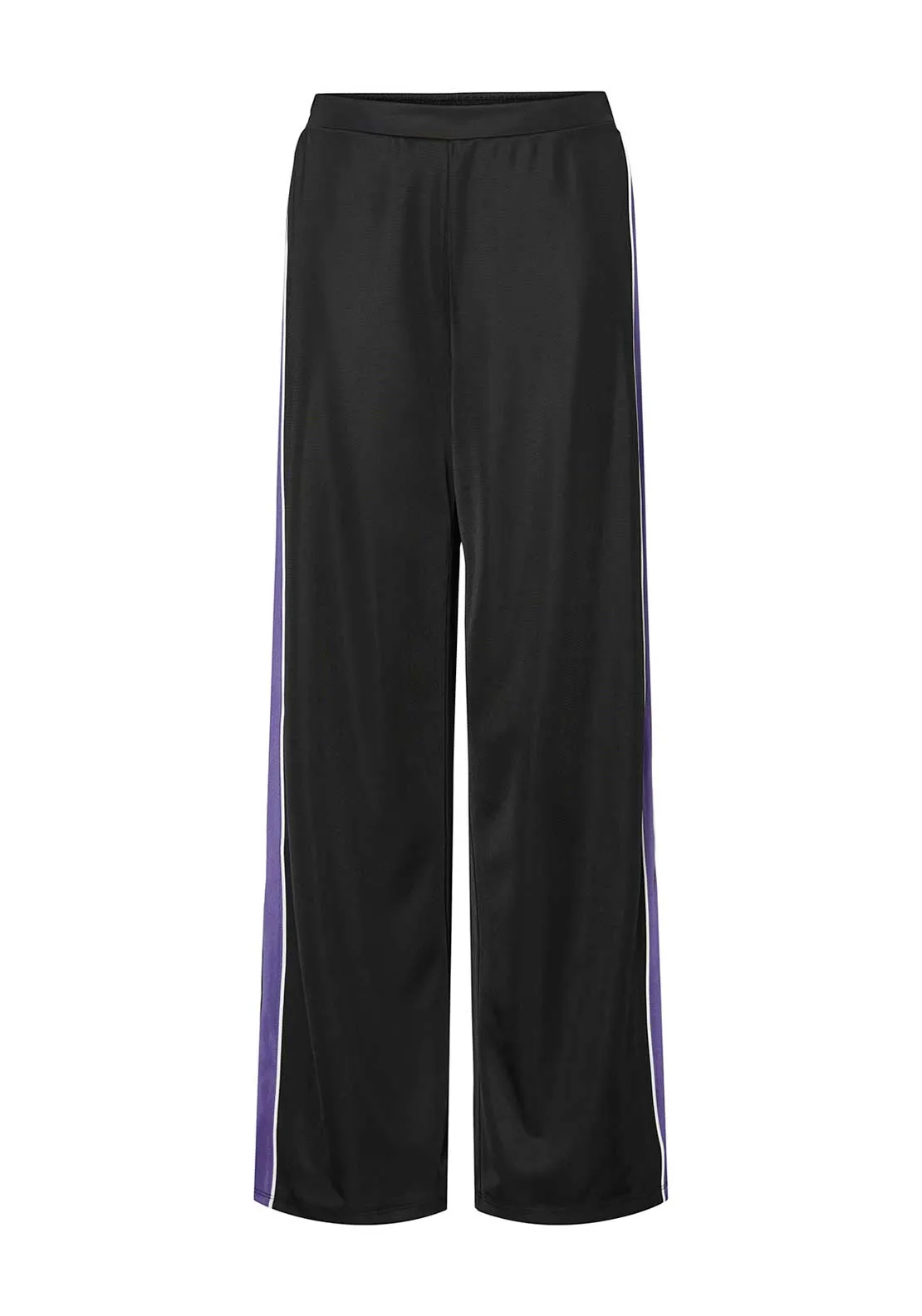 Pieces Felicia Wide Leg Side Stripe Joggers, Black