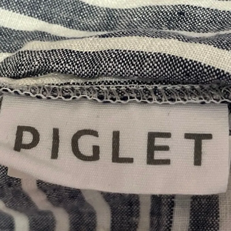 Piglet in Bed Midnight Stripe Linen Sleepwear Cami Tank & Shorts Pajama Set Sz M