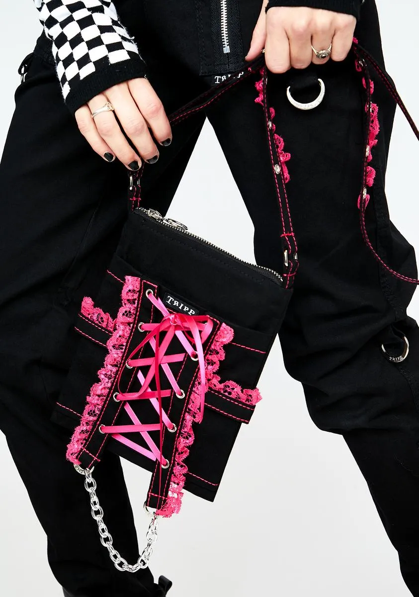 Pink Lace Cross Body Bag-