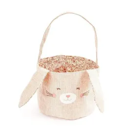 Pink Linen Bunny Basket