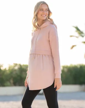 Pink Maternity & Nursing Hoodie with Built-in Undershirt